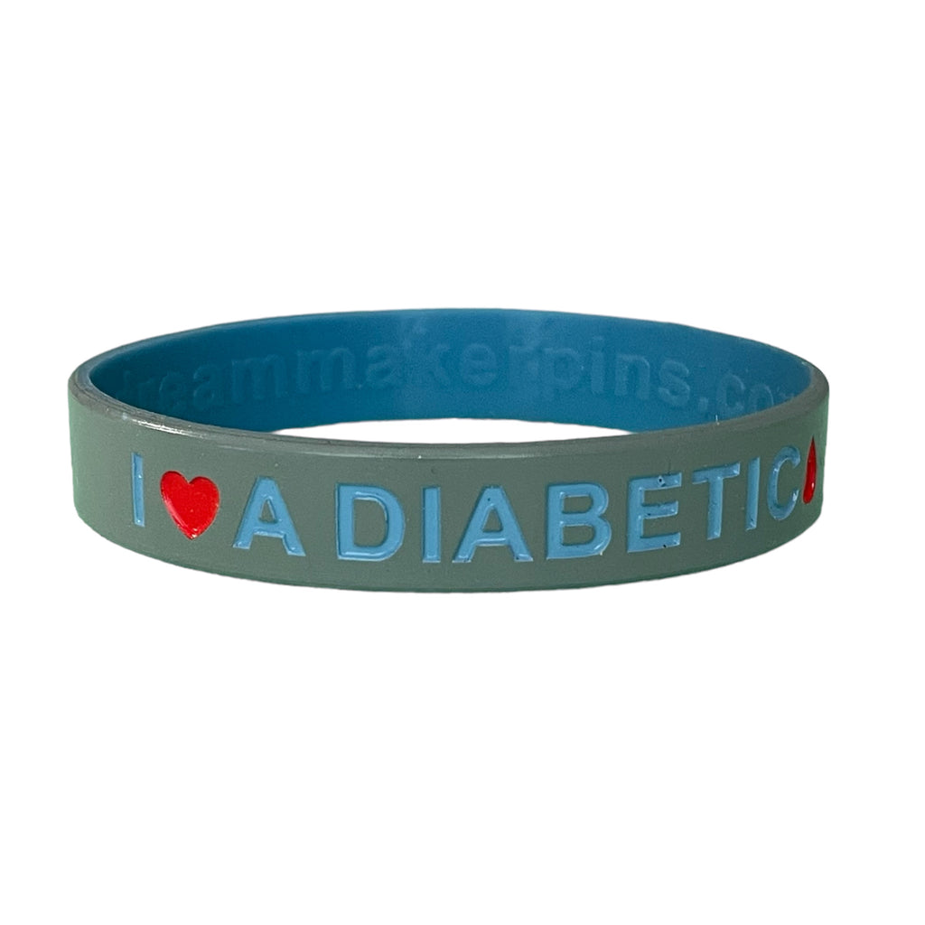 "I Love a Diabetic" Silicone Wristband with Drop of Blood - Dream Maker Pins