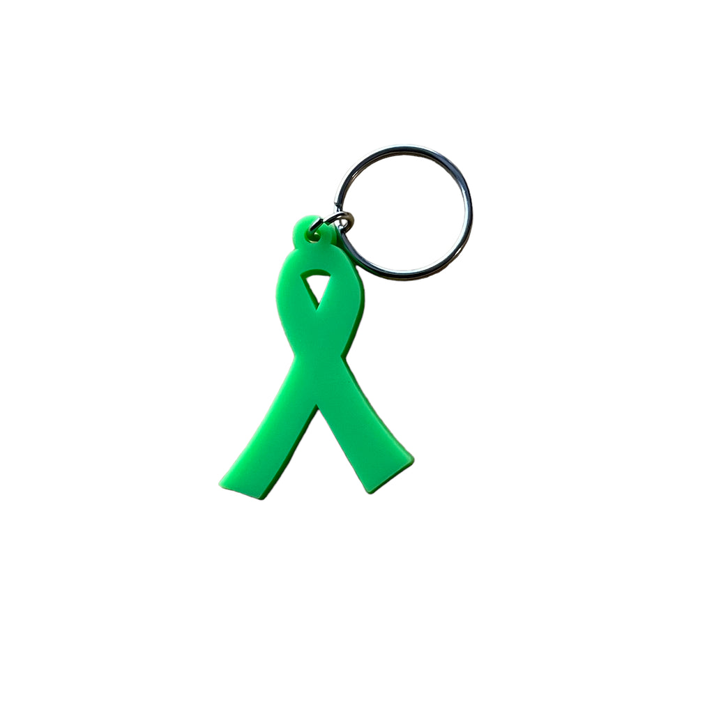 Lime Green Awareness Ribbon PVC Rubber Keychain - Dream Maker Pins