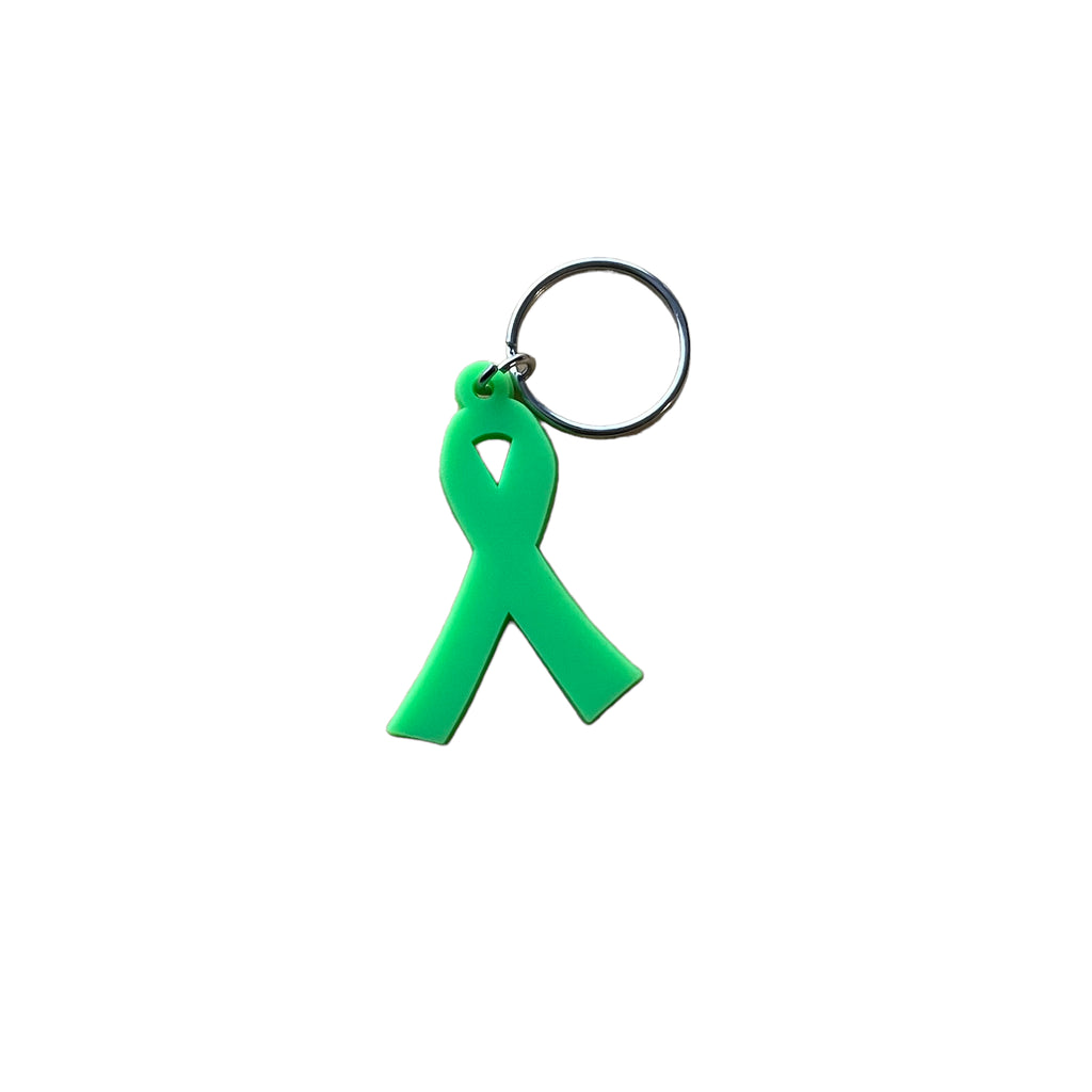 Lime Green Awareness Ribbon PVC Rubber Keychain - Dream Maker Pins