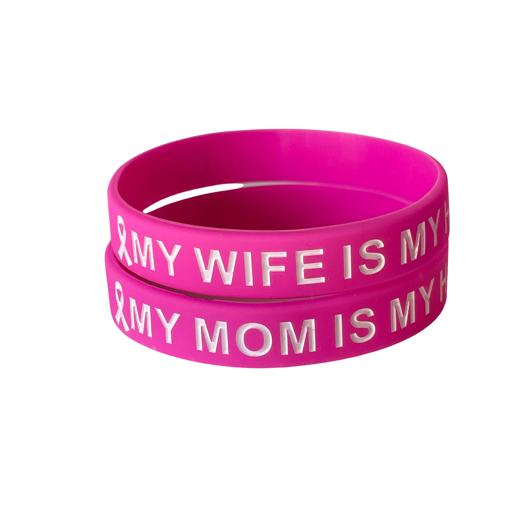 Pink and White My Loved One is My Hero - honor wristband - Dream Maker Pins