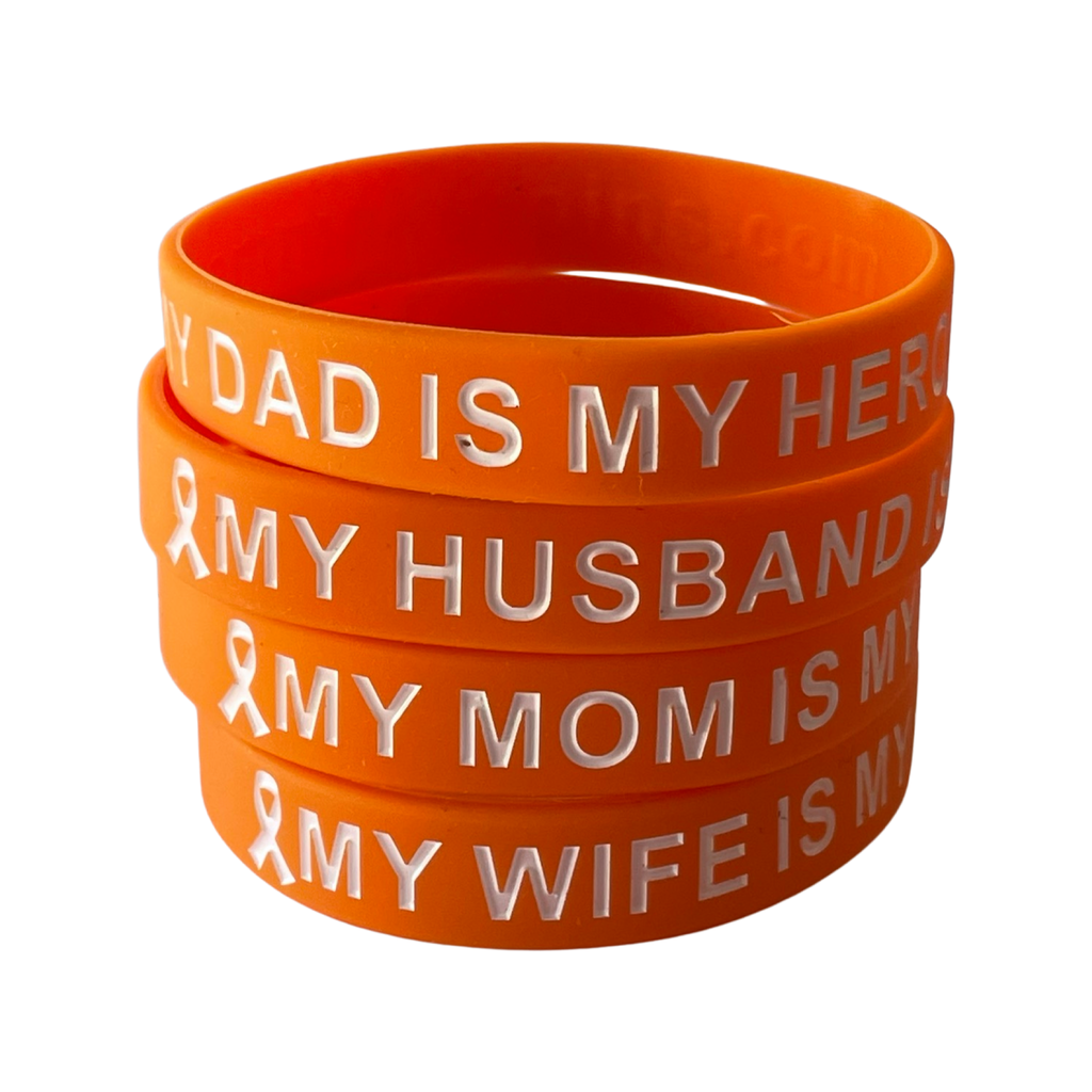 Orange and White - My Loved One is My Hero - honor wristband - Dream Maker Pins