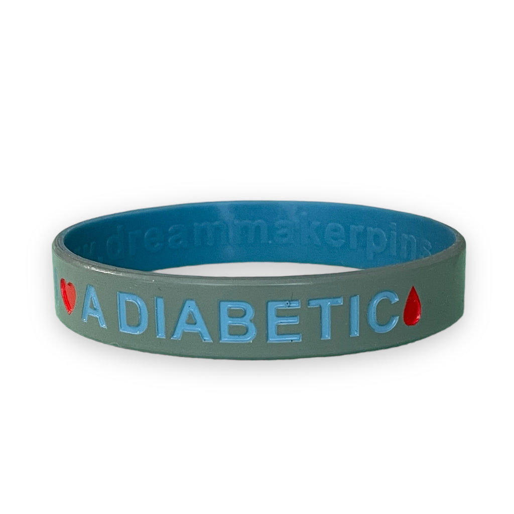 "I Love a Diabetic" Silicone Wristband with Drop of Blood - Dream Maker Pins