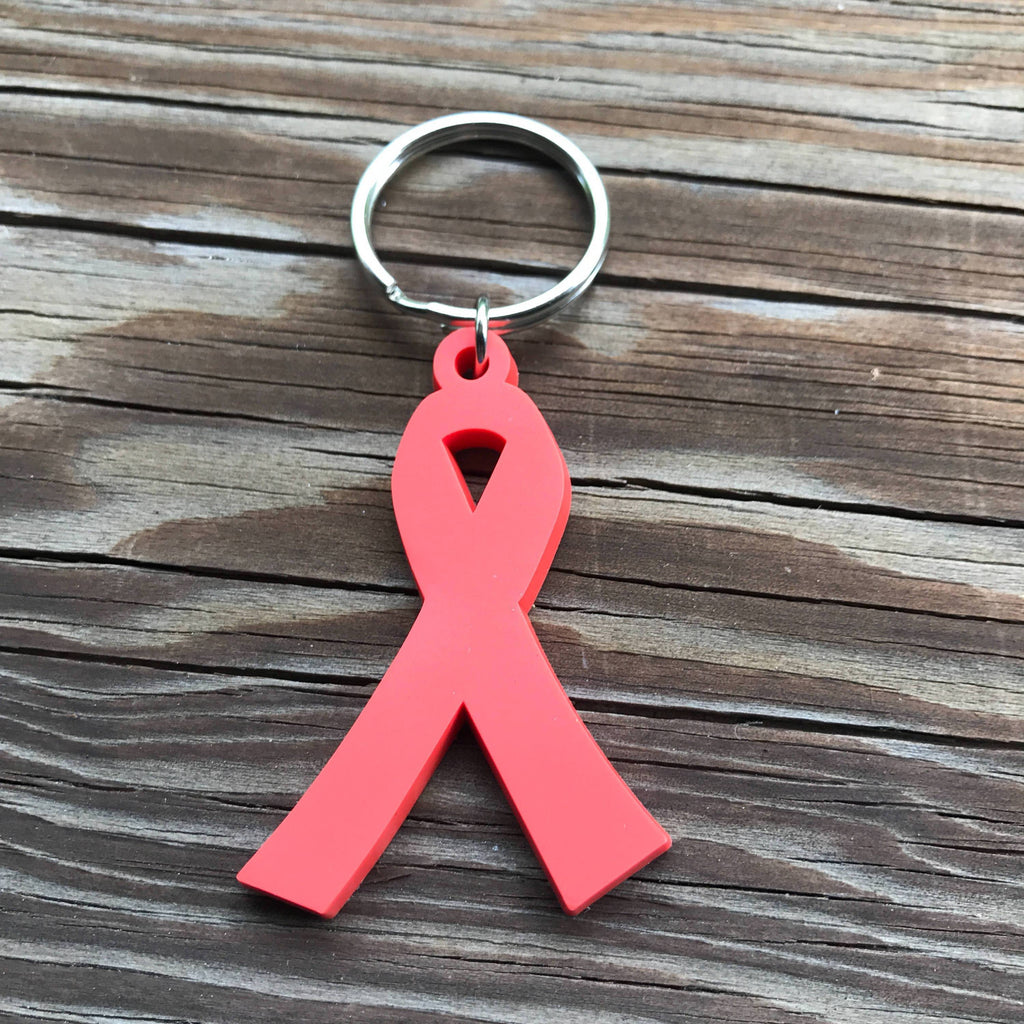Red Awareness Ribbon Keychain AIDS/HIV - Dream Maker Pins