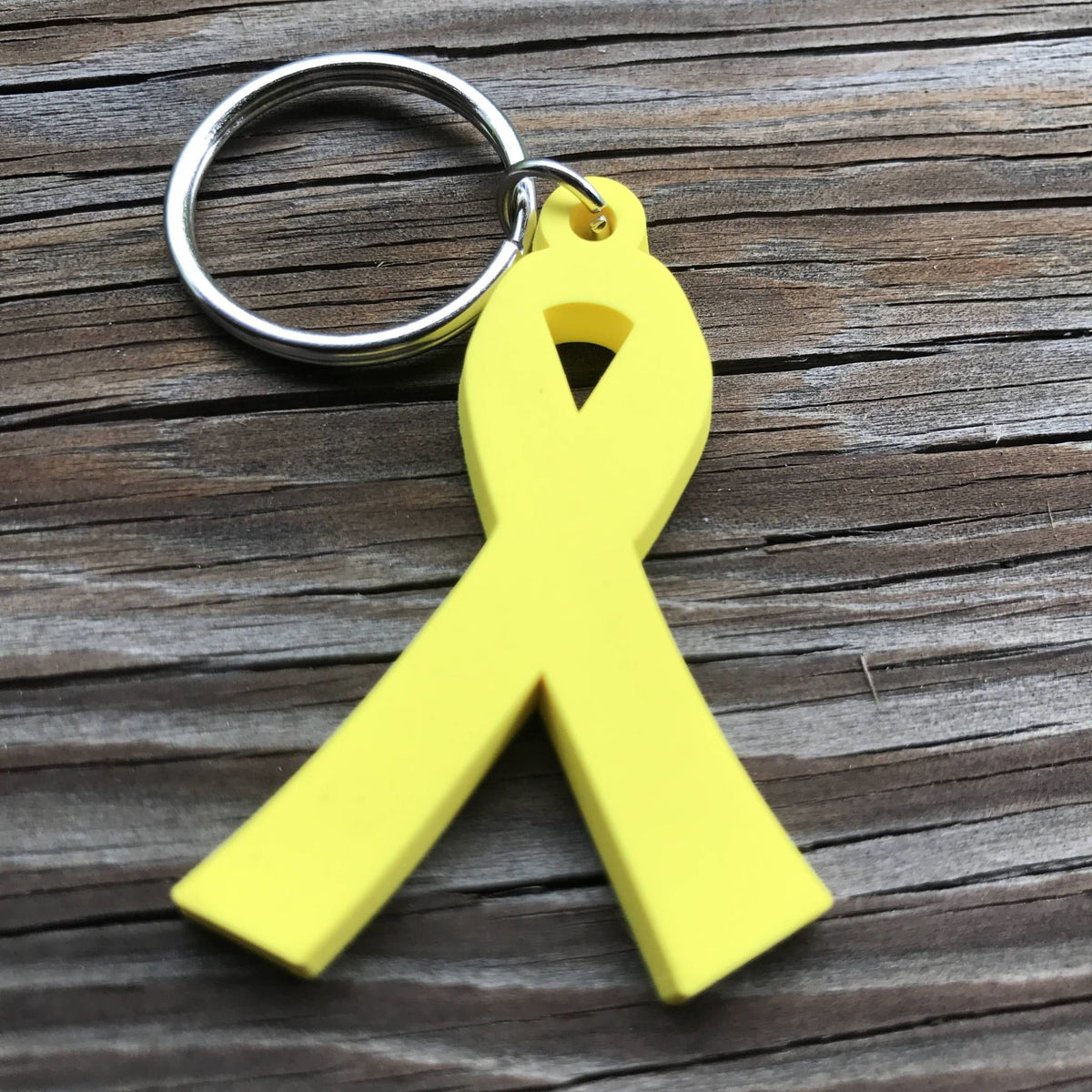 Yellow Awareness Ribbon Keychain – PVC Rubber Support Symbol | Dream ...
