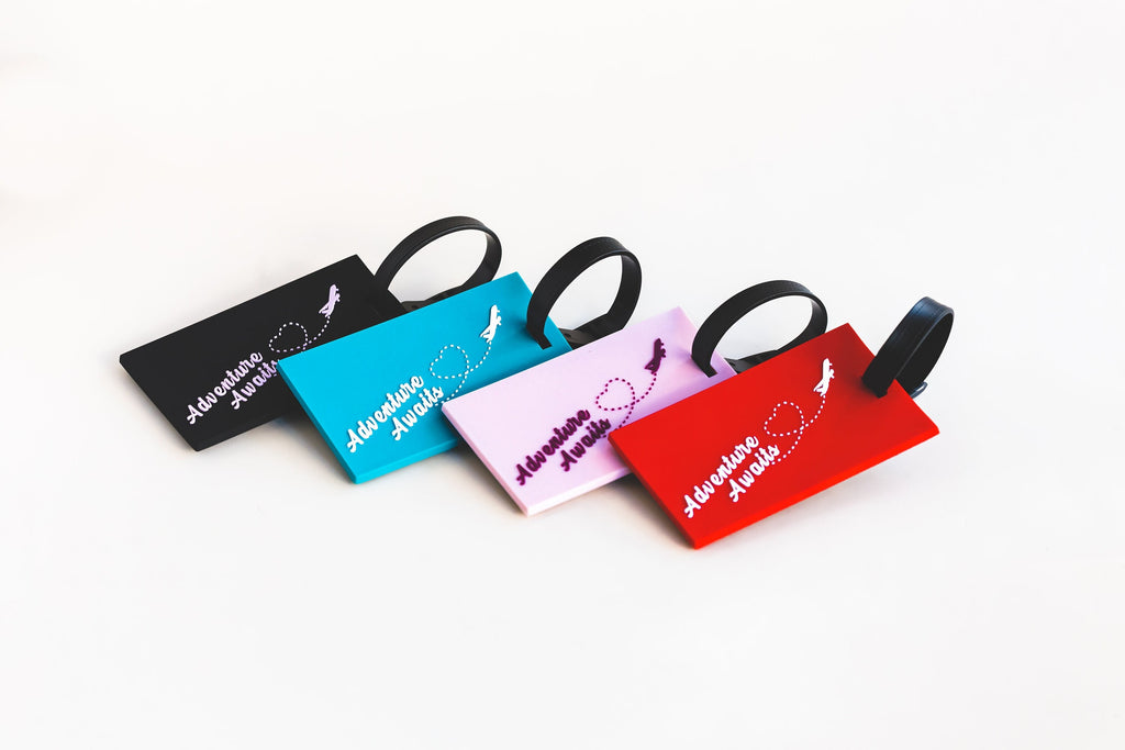 Adventure Awaits Luggage Tag - girl's trip party gift, travel accessories, travel gift, gift for girls trip, girls trip gift, luggage tags