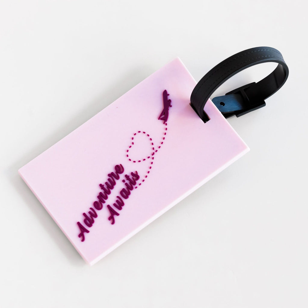 Adventure Awaits Luggage Tag - girl's trip party gift, travel accessories, travel gift, gift for girls trip, girls trip gift, luggage tags
