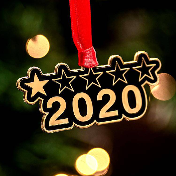 Gold 2020 Bad Review Metal Christmas Ornament - Dream Maker Pins