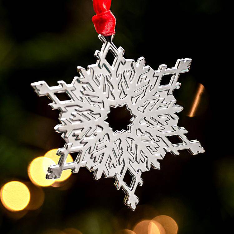 Shiny Silver Snowflake Metal Christmas Ornament - Dream Maker Pins