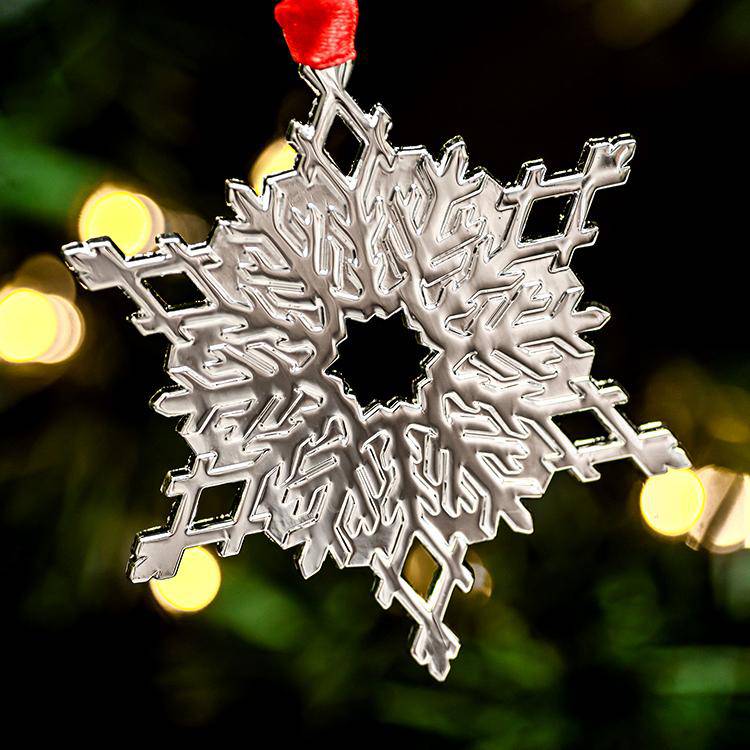 Shiny Silver Snowflake Metal Christmas Ornament - Dream Maker Pins