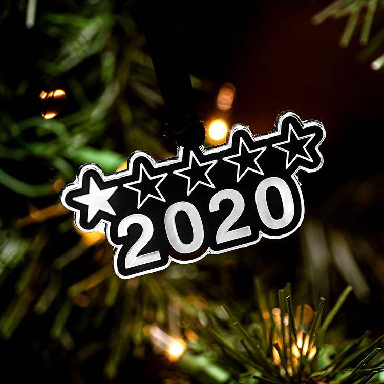 Silver 2020 Bad Review Metal Christmas Ornament - Dream Maker Pins