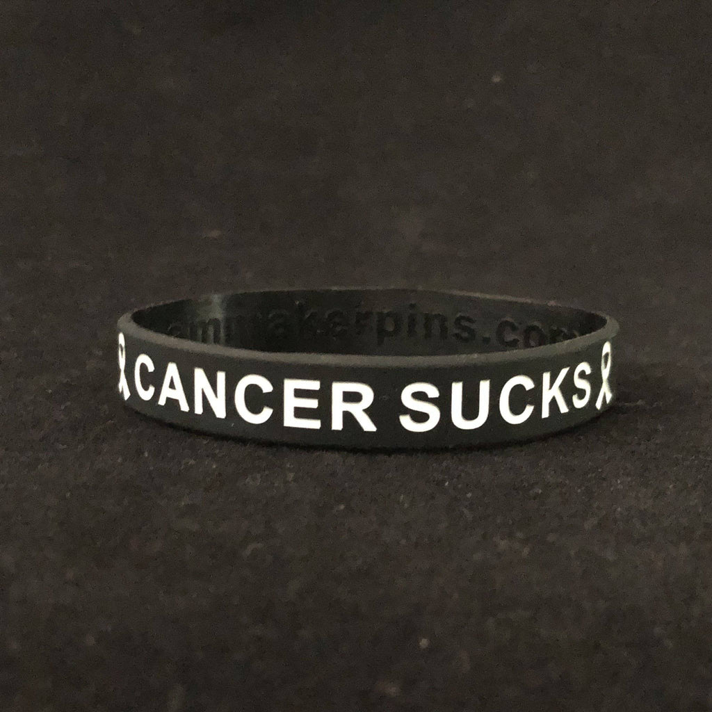 Black & White CANCER SUCKS Wristband - Dream Maker Pins