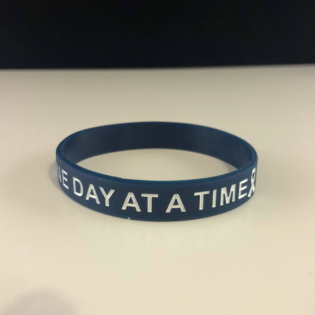Navy & White One Day At A Time Wristband - Dream Maker Pins