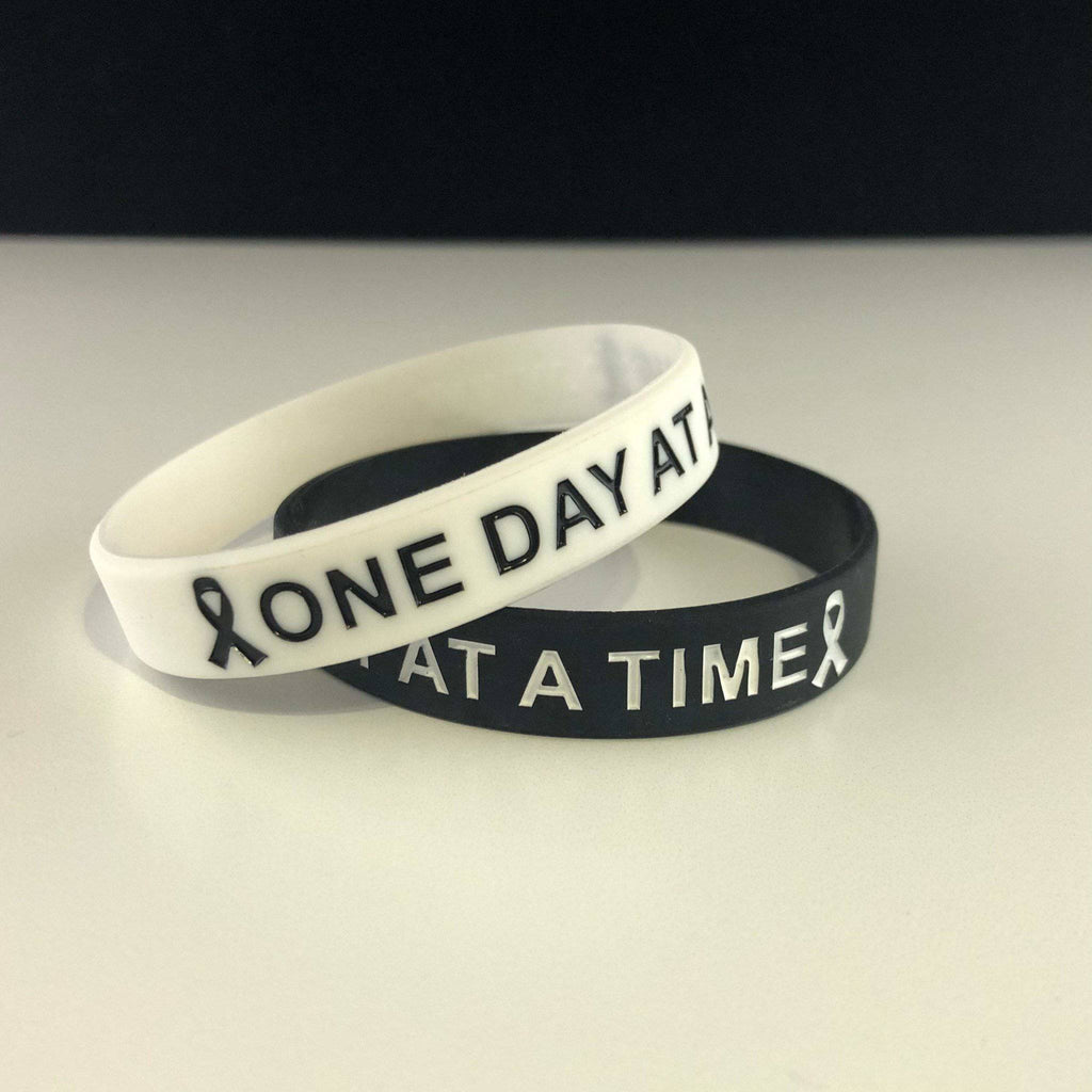 White & Black One day at a time Wristband - Dream Maker Pins