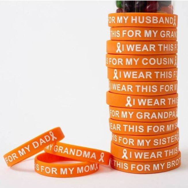 Orange & White I Wear This For My  Wristband - Dream Maker Pins